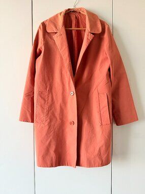 COS Coral Orange Cotton Trench Coat Oversized Minimalist Women's M EU 40